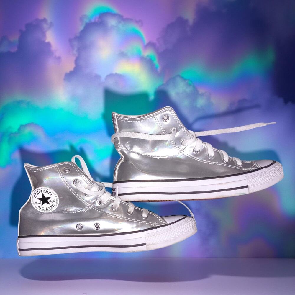 Converse A12604C Hi Lace Up Junior Girls Sneakers In Silverwhite